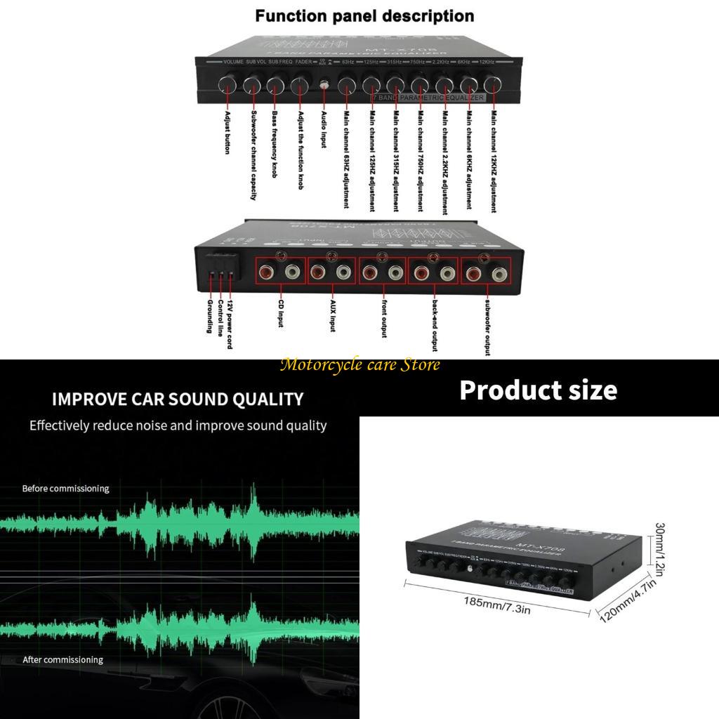 U75F 7 Band Car Stereo Bộ cân  - đánh giá và giá Audio Music Equalizer